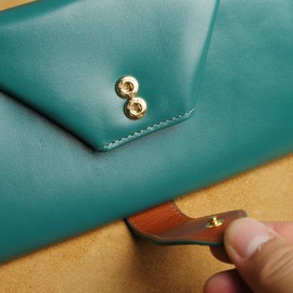 Emono Women's Long Wallet, Cowhide Leather, Large Capacity, Open Box Coin Purse, Original, Open Pocket, Casual, Formal, Elegant, Long Wallet, Unisex, green