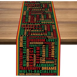 Nepnuser Black History Month Table Runner Juneteenth Black Pride Party Dining Room Kitchen Table Indoor Outdoor Decoration (13" x 108")