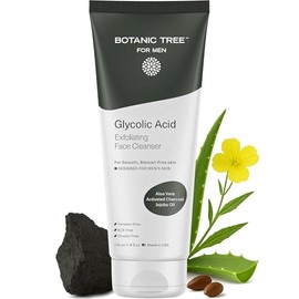Botanic Tree Gel Limpiador Facial Con Ácido Glicólico Para Hombres - Limpiador Y Exfoliante Facial - 10 De Ácido Glicólico Con Carbón Activado - 177  