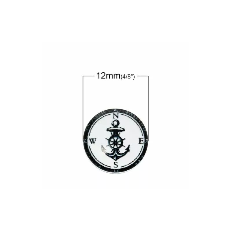 Unbranded 10 pcs Circle Compass Anchor Nautical Navigation Glass Round