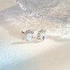 Dainty CZ Moonstone Paw Stud Earrings for Women Silver Plated