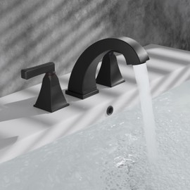 Esnbia Widespread Bathroom Faucet Matte Black, 2 Handles Faucet for Bathroom Sink 3 Hole Bathroom Sink Faucet