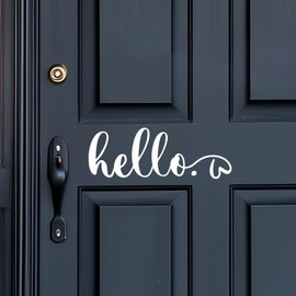 Hello Door Decal, Cute Hello Sticker Greeting for Home, Hello Vinyl Decal, Welcome to Our Home Front Door Decor, Hello House Door Saying Vinyl Decal Quote, House Warming Gift (Hello B, White)