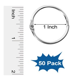 Decymis 50 Pack Binder Rings 1 Inch, Loose Leaf Binder Rings for Index Cards, Metal Steel Paper Rings, Small Binder Rings, Office Metal Book Rings, Sturdy Binder Rings, Keychain Key Rings Metal