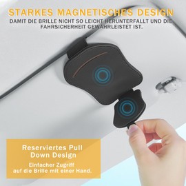 Glasses Holder for Car, Magnetic Leather Glasses Holder for Car Sun Visor, Brillenhalter für Auto, Sonnenbrillenhalter Auto, Ticket Clip, Magnetic Sunglasses Holder Car for All Types of Glasses