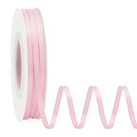Simplegoal Double Face Pink Satin Ribbon 1/8 Inch X 50 Yards Polyester Peach Ribbons for Gift Wrapping Fabric Ribbon for Crafts Flower Bouquet Sewing Arts Wedding Party Decoration
