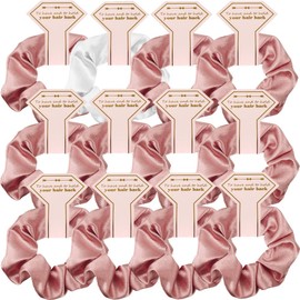 Satin Bridesmaid Scrunchies 12 pack Proposal Gifts Elastics Hair Ties Hair Scrunchies Bachelorette Party Favors Satin Bridesmaid Gift for Bridal Wedding Parties (1 white & 11 Rose Gold)