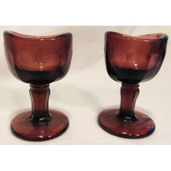 Eyecup Eye Wash Bath Cup Rinse - American Made - Mosser Glass USA - Set of 2 (amethyst, John Bull)