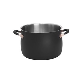 Meyer Stainless Steel Large Stockpot | 8 Quart Stock Pot | Induction Pot | Dishwasher Safe | Oven Safe | Matte Black with Silicone Handles | Accent Series Cookware | 24cm / 7.6L / 8 qt