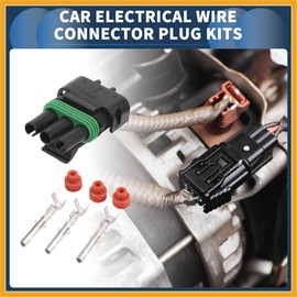 Partuto 3 Pin Car Electrical Wire Connector Plug Kits, 2.5mm Series Car RV Truck Female Cable Terminal Housing Black Green, 1 Set Replacement