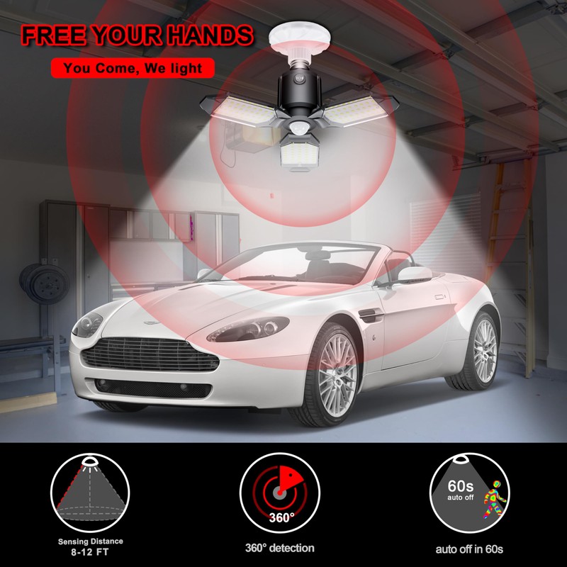 Craftersmark Motion Sensor Garage Light, 80W Garage Lights Ceiling Led