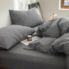 FOSSA Duvet Cover Set 100% Washed Cotton Linen Feel Super