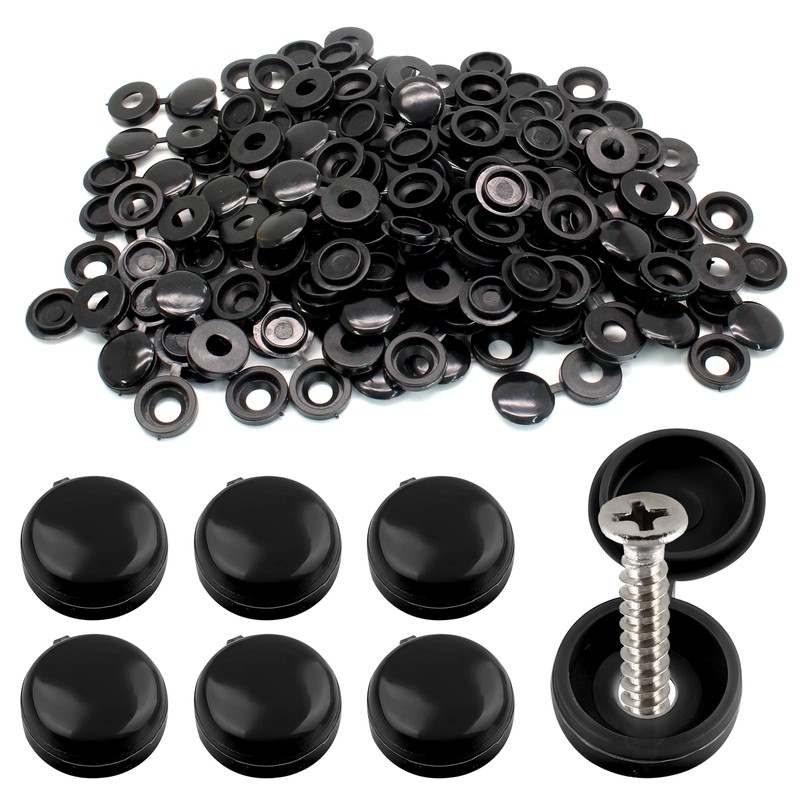 Coufce 100 PCS M6 Plastic Hinged Screw Cover Caps Snap
