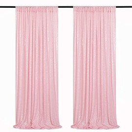 Pink Sequin Backdrop 2 Panels 2FTx8FT Birthday Party Backdrop Curtains Glitter Baby Shower Backdrop Pink Backdrop
