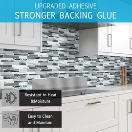 Vamos Tile 10-Sheet Peel and Stick Tile Backsplash,12"x12" Premium Wall Sticker Stick on Kitchen Backsplash Peel and Stick Tile(Marble Design)