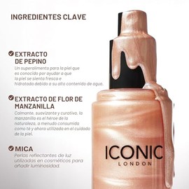 ICONIC LONDON Prep-Set-Glow | Hidratante + Fijador + Spray brillante, fórmula 3 en 1 para un acabado radiante y húmedo