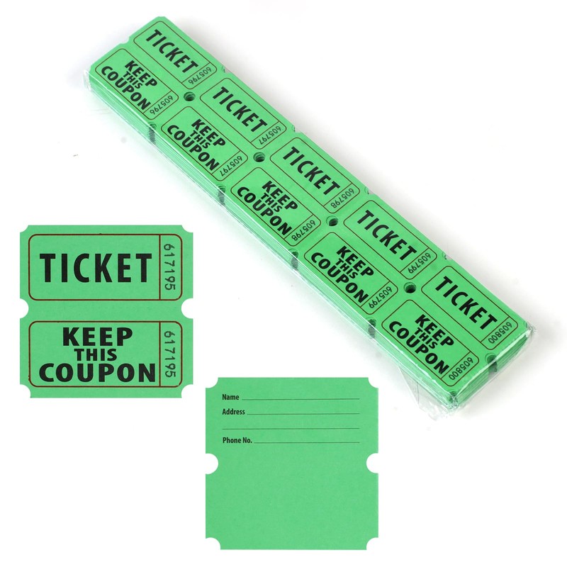 Azureal 800 Raffle Tickets, Consecutively Numbered Tickets, 50/50 Raffle Tickets