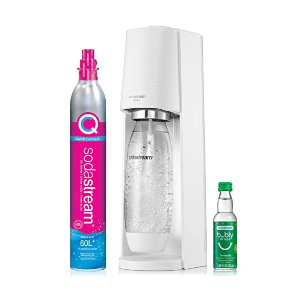 SodaStream Terra Sparkling Water Maker (White) with CO2, DWS Bottle and Bubly Drop