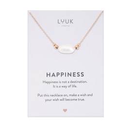 LUUK LIFESTYLE Necklace with Pendant, Waterproof Stainless Steel Chain, Elegant Design & Everyday Necklace for Women, Jewelry Gift Idea, Pearl (Oval), Rose Gold
