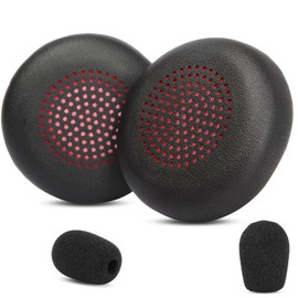 Voyager Focus UC Ear Pads Replacement Ear Cushion Compatible with Poly Voyager Focus UC 2, Plantronics Voyager Focus UC B825 Binaural, BLACKWIRE 5220 5210 7225 Headset (Red)