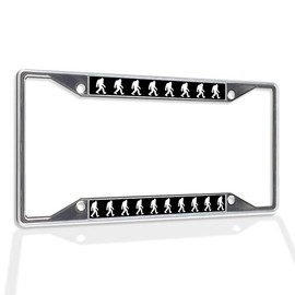Fastasticdeals Metal Insert License Plate Frame Sasquatch Monkey Gorilla Walking Funny Weatherproof Car Accessories Chrome 4 Holes Solid Insert