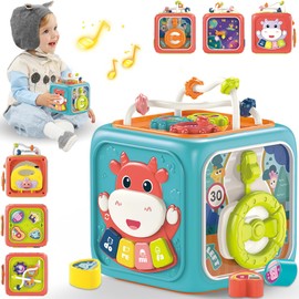 EKEJLI Cubo de Actividade 6 en 1 Cubo Didáctico Multifuncional Juguete Cubo Didactico con Centro de Actividades Montessori Educativos Regalos para Cumpleaños, Navidad y año Nuevo (Verde) (Verde)