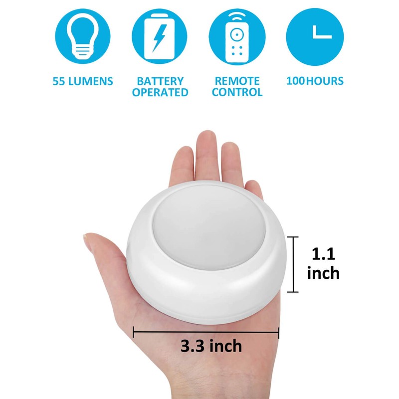 BLS Wireless Dimmable LED Puck Lights with Remote Control, AA-1030