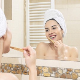 GREENZLA GREENZLA Bamboo Toothbrushes, Wooden Toothbrush Set with Soft Bristles, Includes Travel Case and Charcoal Dental Floss, 4 Pack