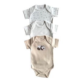 HAFY BABY Bodysuit Short Sleeve One-piece Suit Newborn Jumpsuit Infant Vest for Baby Boys and Girls 9-12 Months, Pack of 3, Color 4