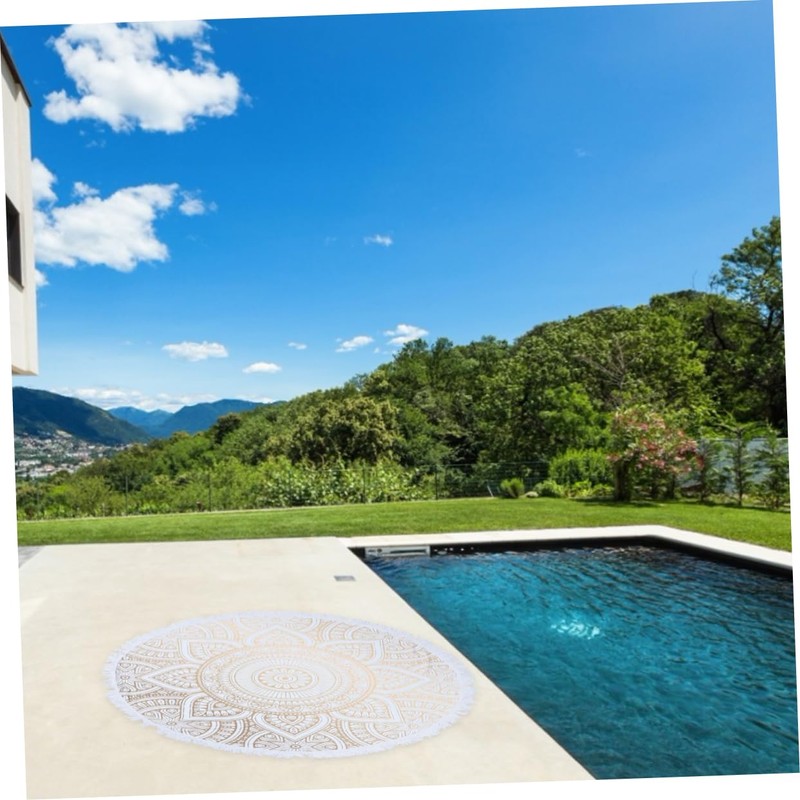 CAXUSD Large Bath Towel Microfiber Beach Towel Mandala Round Tapestry