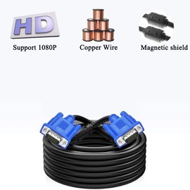 CableVantage HD15 15Pin VGA Male to Male VGA Cable for TV Computer Monitor Blue for TV Computer Monitor Extension Cable Gold Plated DB15 VGA Male to Male Monitor Cable Blue (75 Feet)