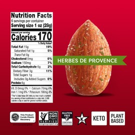 Octonuts Herbes de Provence Roasted Almonds (6oz) Plant Based Protein Snack with Fiber – Keto Friendly, Gluten-Free, Vegan & Non-GMO Verified