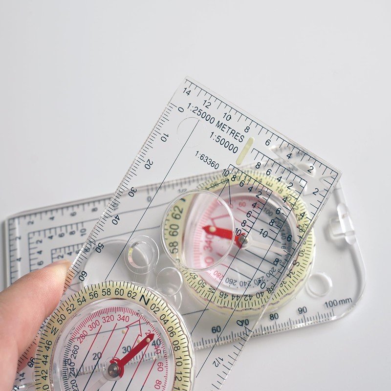 Children's Compass with Adjustable Declination, Magnifying Glass, Ruler and Whistles.