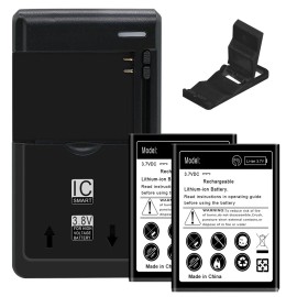 For Cricket Large Capacity 2x 1550mAh Grade A+ Battery Charger for Cricket Debut Flip U102AC