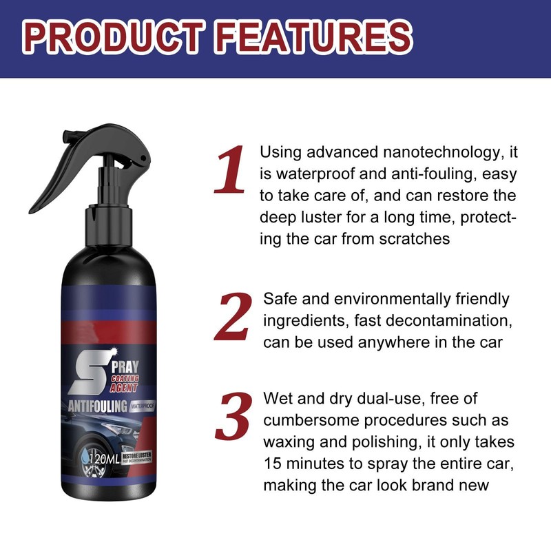 2PCS Spray Coating Agent Multi-Functional Coating Renewal Agent, Car Coating