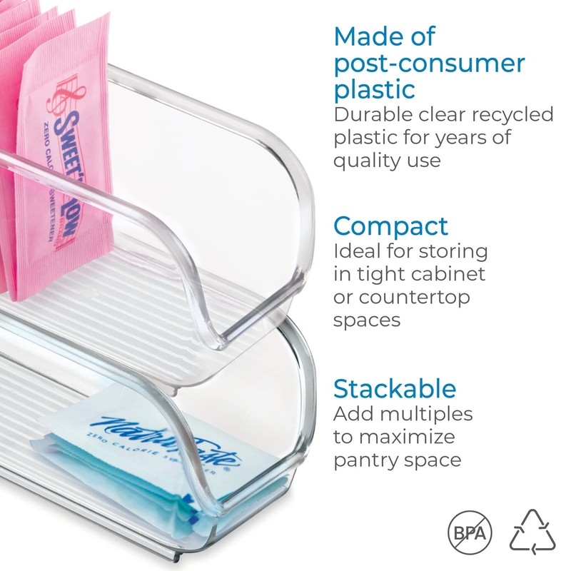 iDesign BPA-Free Plastic Sugar Packet Holder and Organizer, The Linus