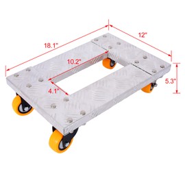 YLIEHS Effortlessly Move Heavy Items with Compact Furniture Dolly, 800 lbs Capacity, 18''x12'' Aluminum Frame, 3'' Professional Casters, Silver