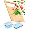 Happylivery Bamboo Cutting Board - Includes 2 Collapsible Containers -