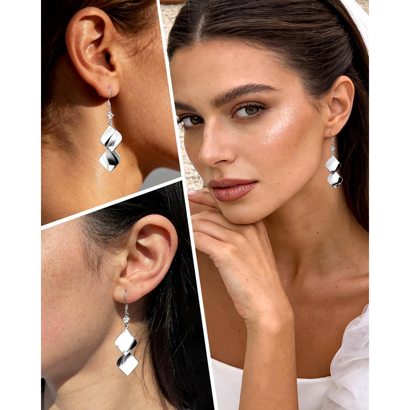 Elaximn 925 Sterling Silver Dangle Earrings for Women, Hypoallergenic Lightweight