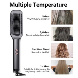 Straight Hair Comb Dual Use No Harm to Hair Smooth Heated Hair Styling Tool Comfort Thermal Brush Curling Iron-KD377