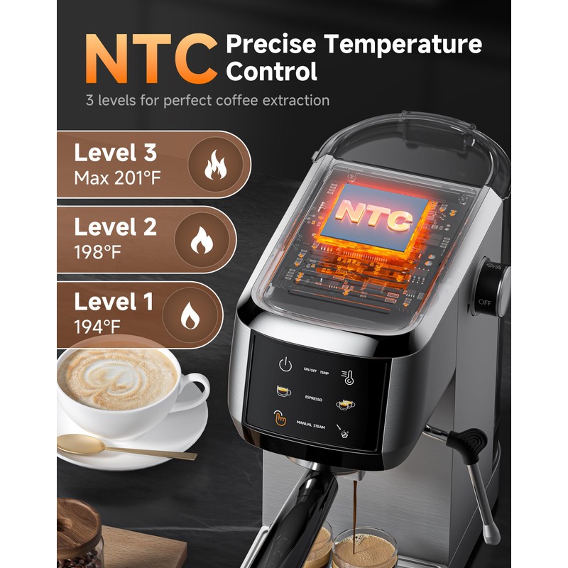 AMZCHEF Espresso Machine 20 Bar – Professional Coffee Maker with