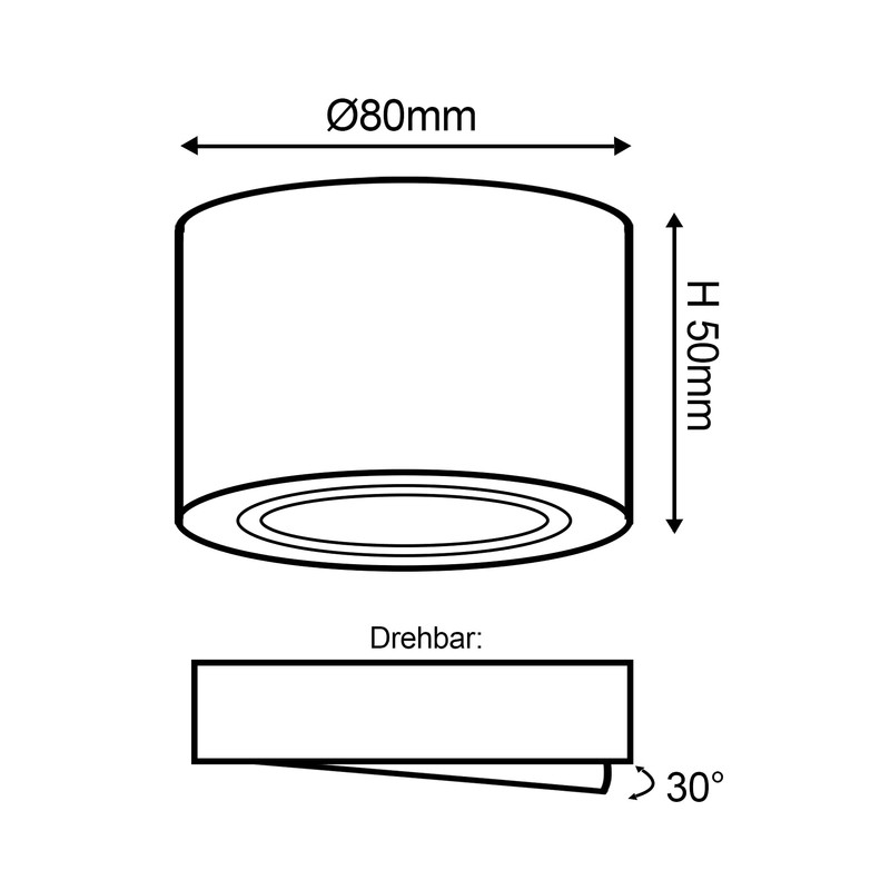 KYOTECH LED Surface-Mounted Spotlight, Flat, Swivelling, Surface-Mounted Ceiling Light, Diameter