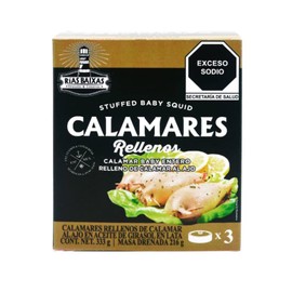Calamares rellenos de calamar al ajo en aceite de girasol 333 g Rias Baixas + 1 cubrebocas tricapa High Performance Gratis