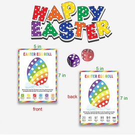 BEUFSE Easter Egg Roll Dice Game, Roll The Egg Game with Two Dices for Easter, Easter Roll The Dice Game, Easter Party Game Supplies, Fun Easter Games for Family -STPD04