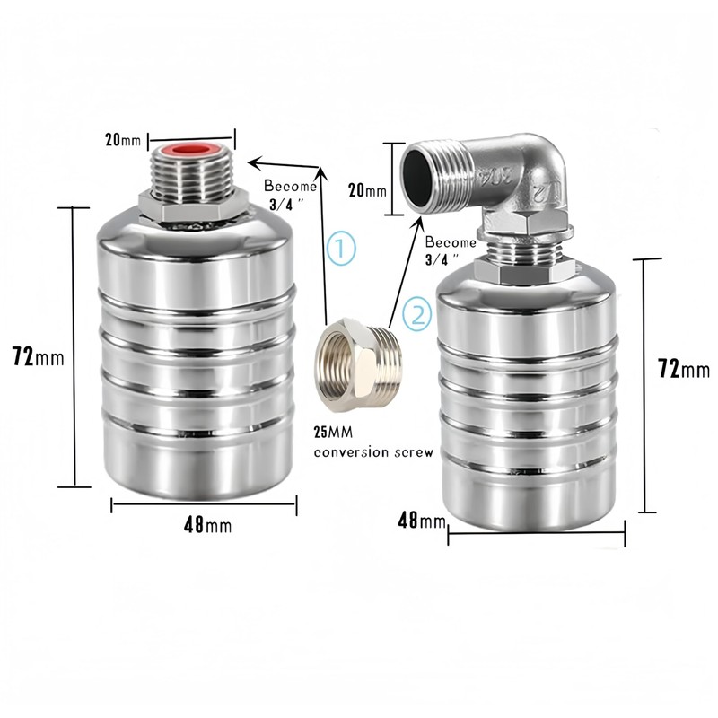 2pack Automatic Float Valve,1/2" to 3/4'' Water Level Floats 304