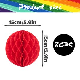 8pcs Paper Christmas Baubles,Honeycomb Decorations,Christmas Hanging Honeycomb Balls White Black Red and Green Christmas Decorations for Christmas,Birthday,New Year Party,Wedding Accessory(15cm)