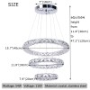 Dimmable LED K9 Crystal Chandelier 3-Ring Pendant Light with Remote