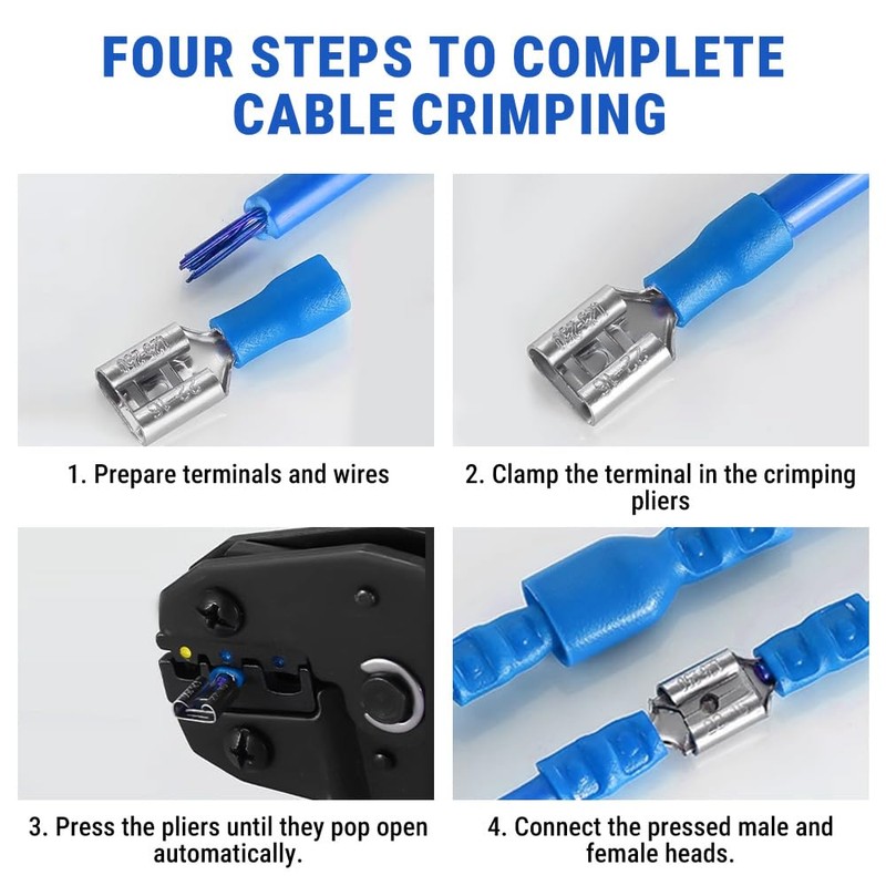 Uadme 100PCS FDD2‑250 Spade Connector Conductivity Female Spade Connector with