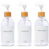 Shampoo and Conditioner Bottles Set of 3 Clear Bamboo –