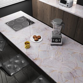 VaryFloral Pink and Gold Marble Contact Paper for Countertops Peel and Stick Removable Waterproof Marble Wallpaper 11.8"x118" Straight Match 9.6 sq ft Modern Vinyl Wallpaper